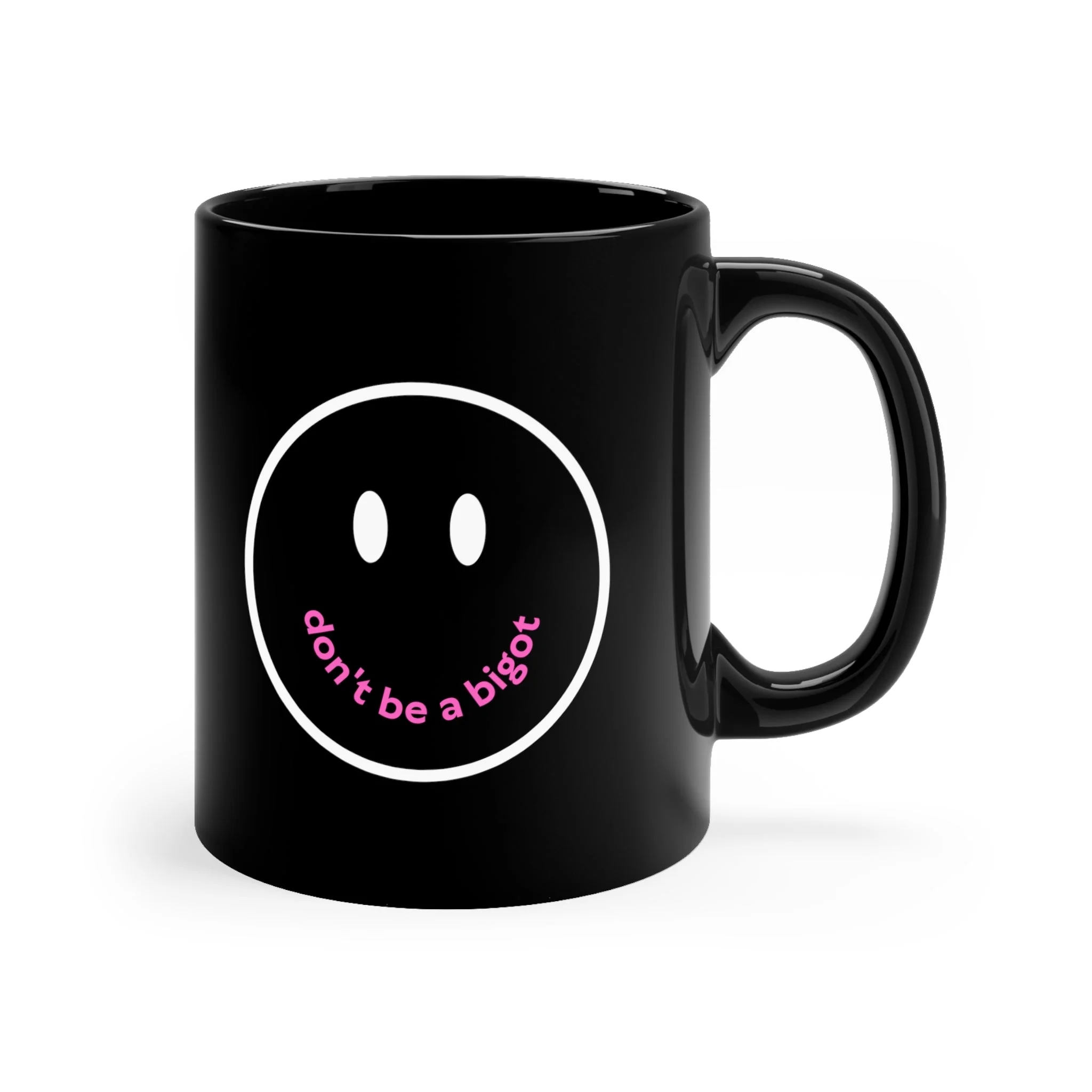 Don't Be A Bigot Black Mug - Image 3