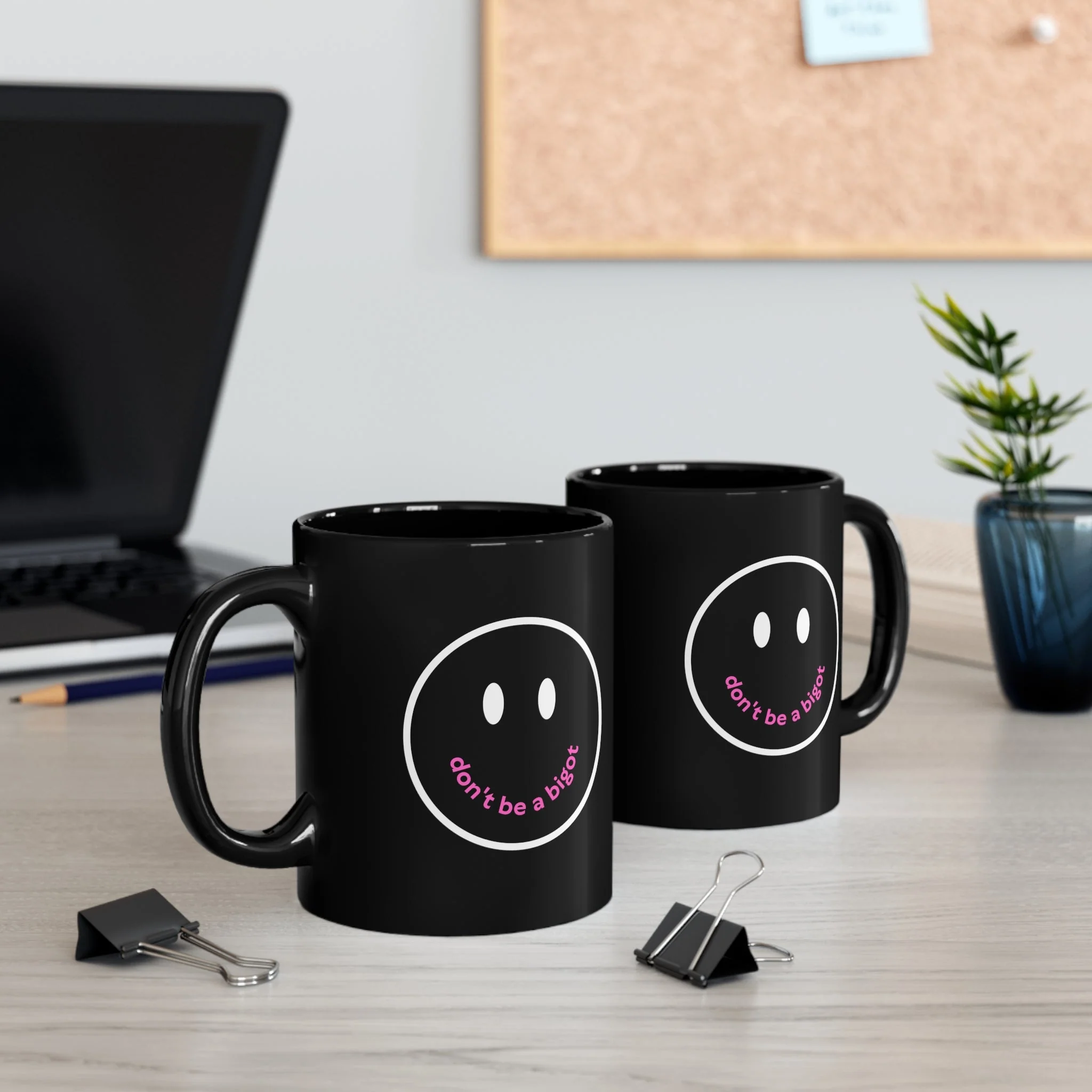 Don't Be A Bigot Black Mug - Image 5
