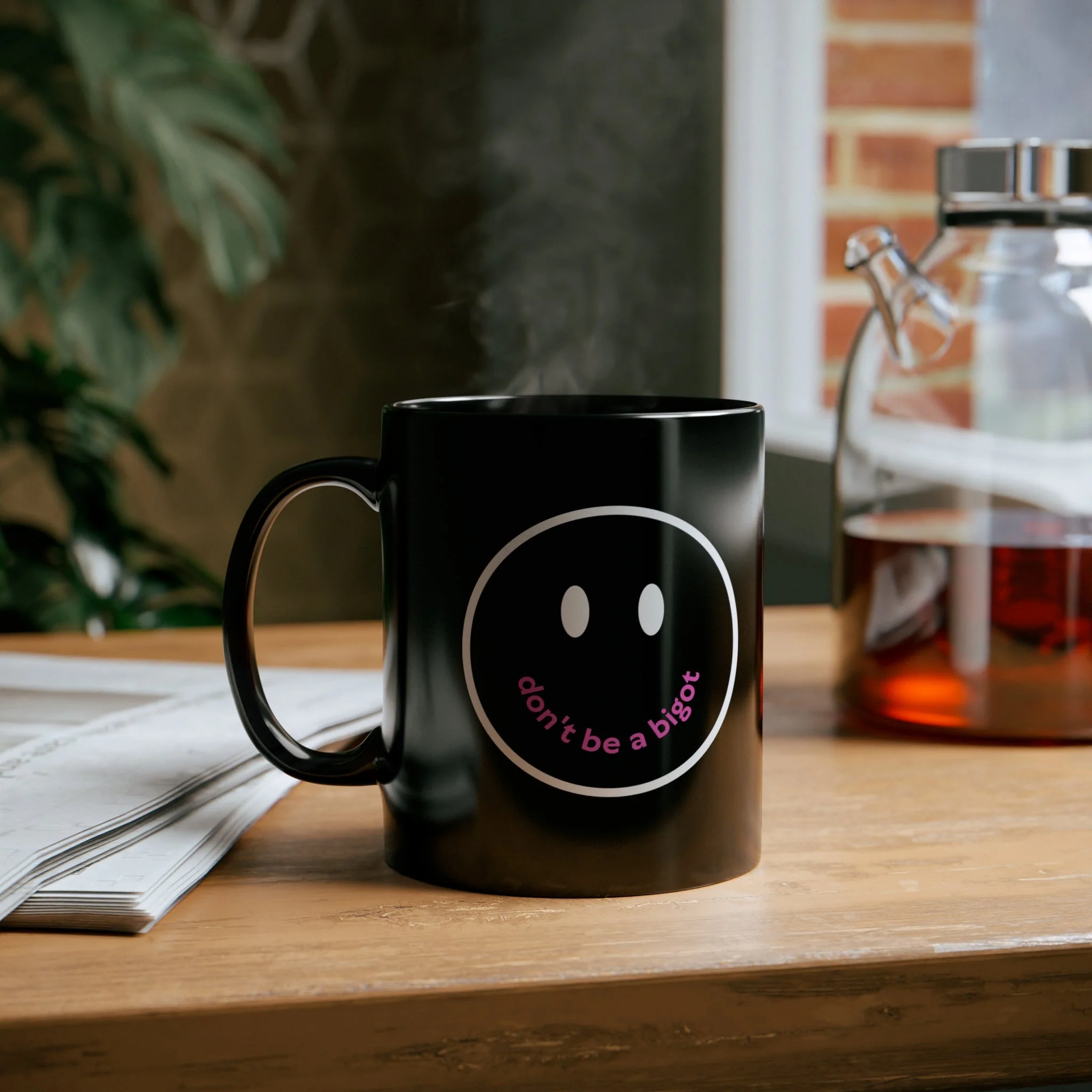 Don't Be A Bigot Black Mug - Image 6