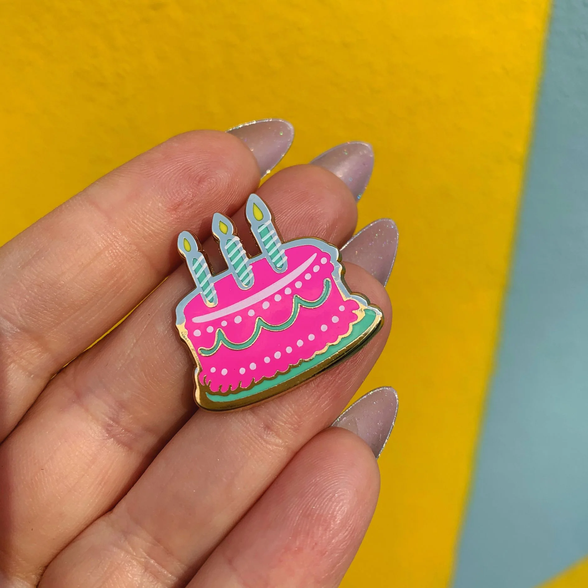 I Hope Your Birthday Is Lit Cake Enamel Pin on Gift Card - Image 8