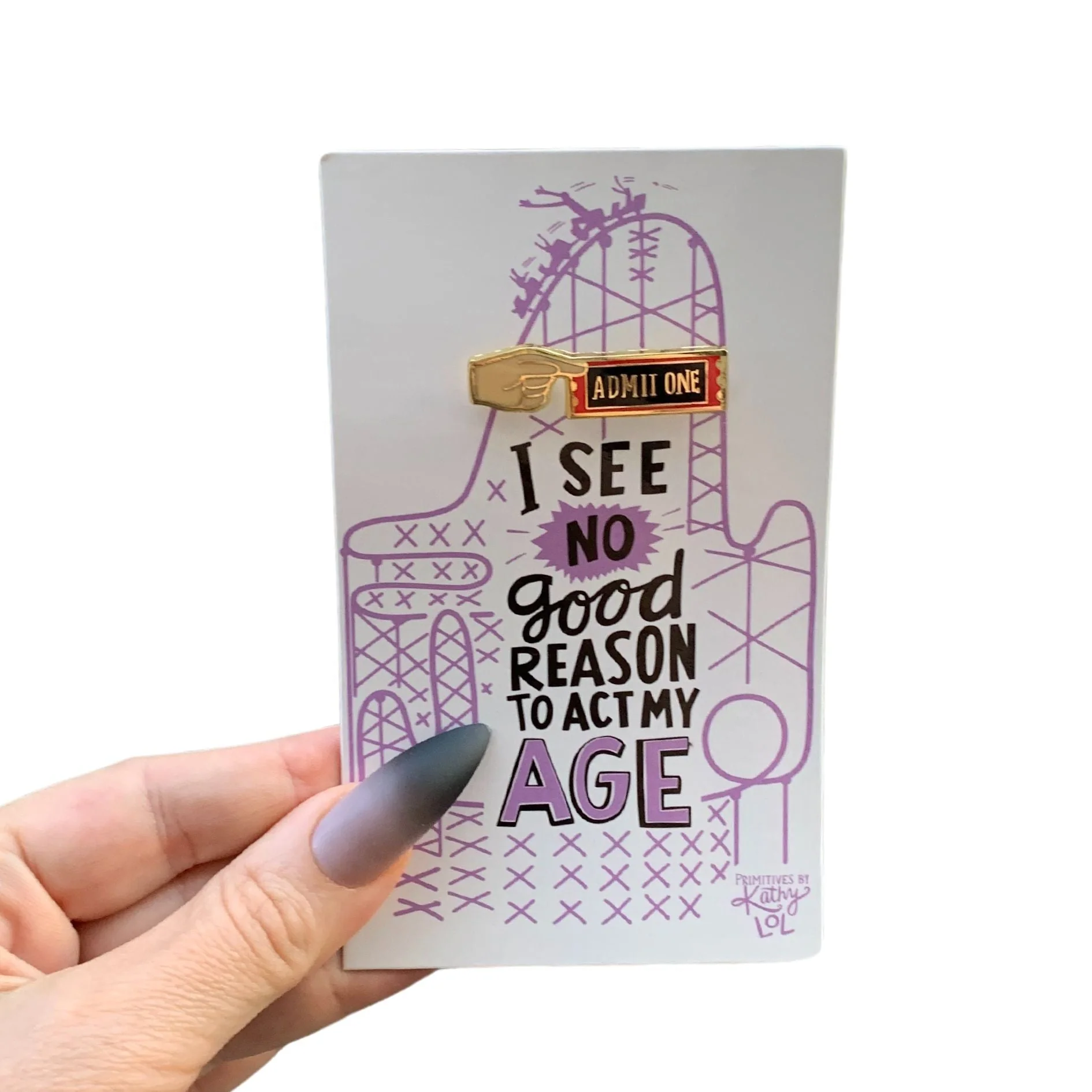 "Admit One" Carnival Ticket Enamel Pin on Gift Card - Image 3