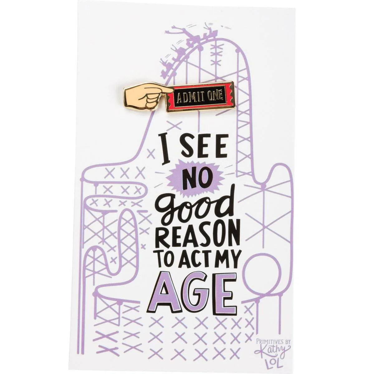 "Admit One" Carnival Ticket Enamel Pin on Gift Card - Image 6