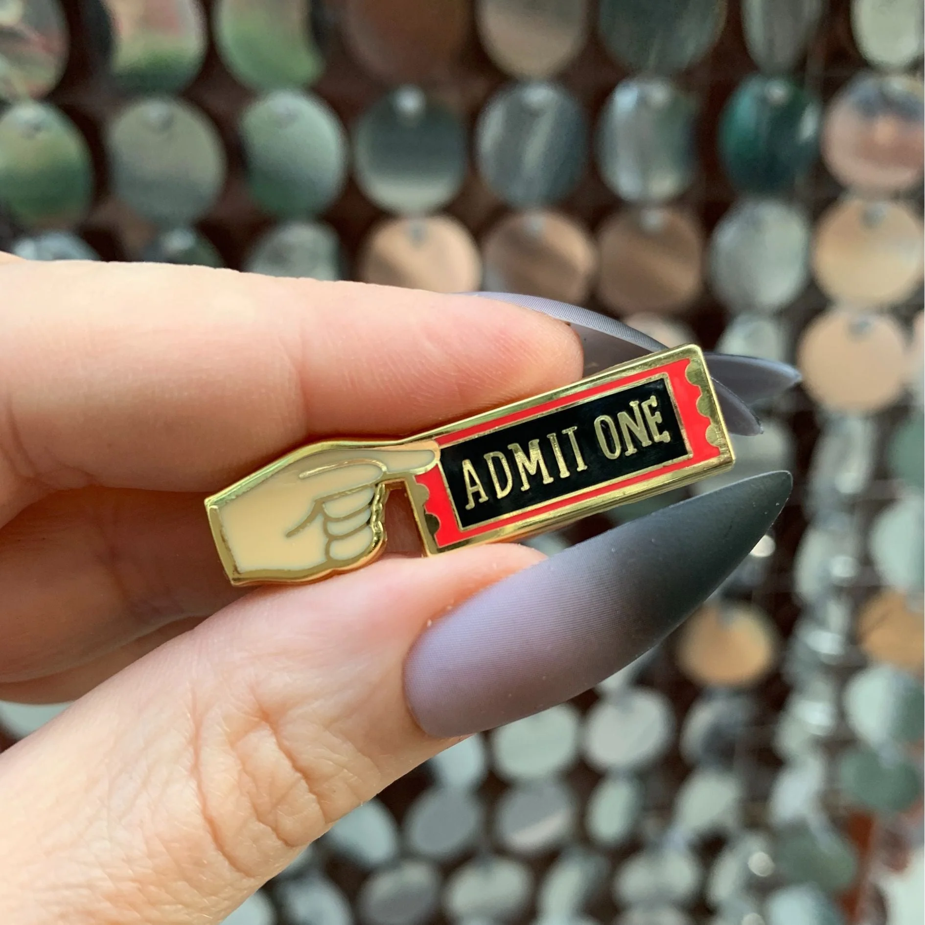 "Admit One" Carnival Ticket Enamel Pin on Gift Card - Image 8