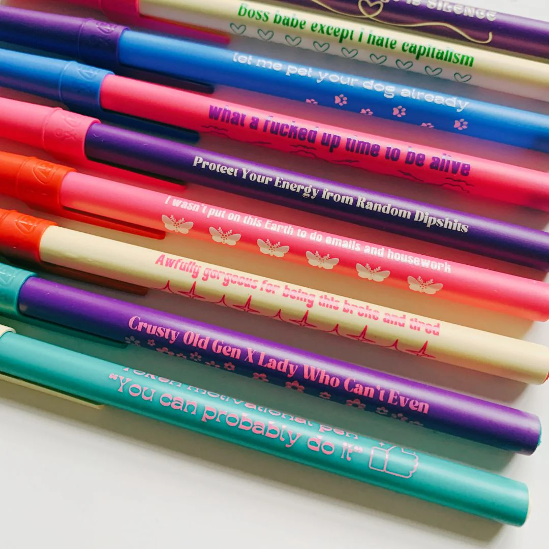 Token Motivational Pen: "You Can Probably Do It" Ballpoint Teal Pen | Gen Z Aesthetic Blue Ink - Image 10